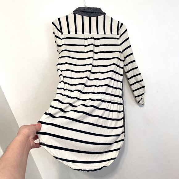 POSTMARK ANTHROPOLOGIE ANTHRO Rowena Tunic White Navy Blue Striped Chambray Top - Picture 12 of 16